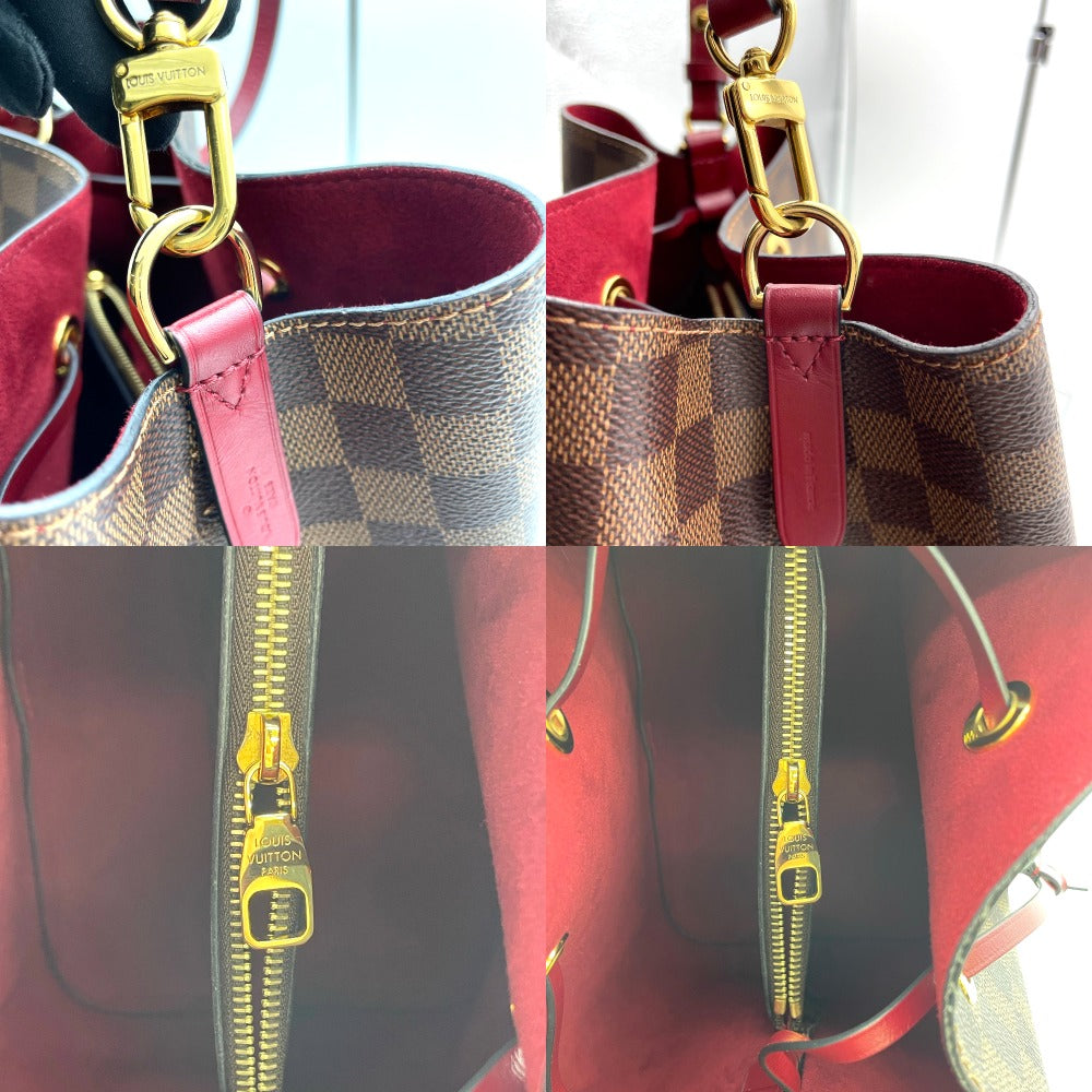 LOUIS VUITTON ルイ・ヴィトン ショルダーバッグ ダミエ・エベヌ エベヌ ネオノエ バケット レザー ブラウン×レッド×ゴールド レディース ダミエ N40214