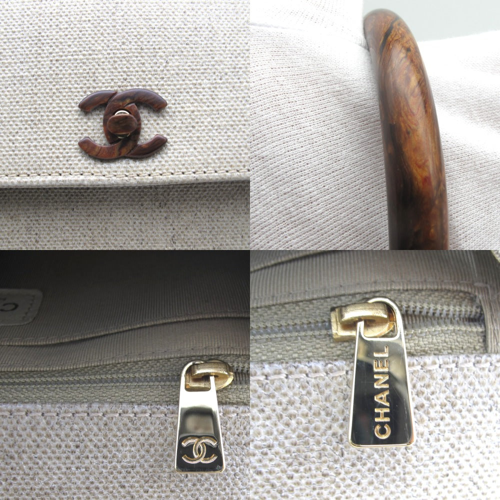 CHANEL シャネル ハンドバッグ ケリー型 ウッドハンドル ココマーク ターンロック ベージュ レザー