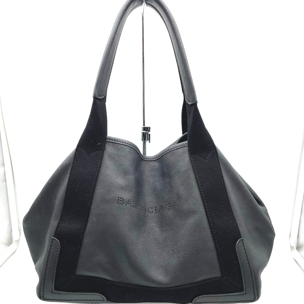 BALENCIAGA バレンシアガ トートバッグ ネイビートートS ハンドバッグ パンチング ロゴ レザー グレー ブラック 黒 ポーチ付き 339933