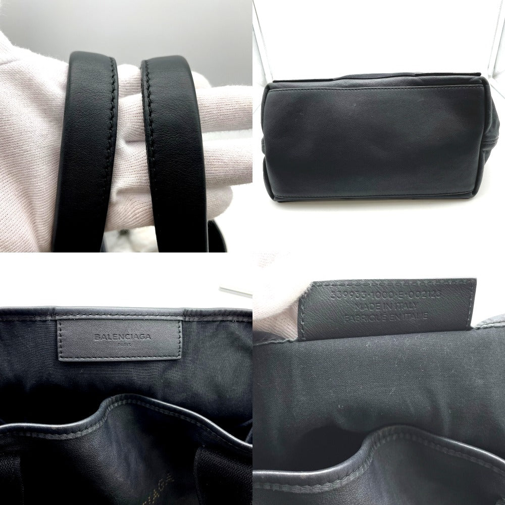 BALENCIAGA バレンシアガ トートバッグ ネイビートートS ハンドバッグ パンチング ロゴ レザー グレー ブラック 黒 ポーチ付き 339933