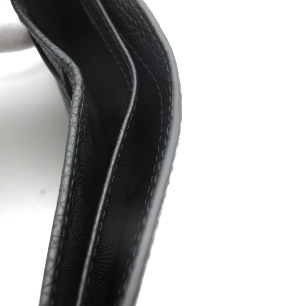 BALLY バリー 二つ折り財布 Bally Ribbon レザー ブラック 小銭入れ無し 正面ロゴ メンズ 未使用品