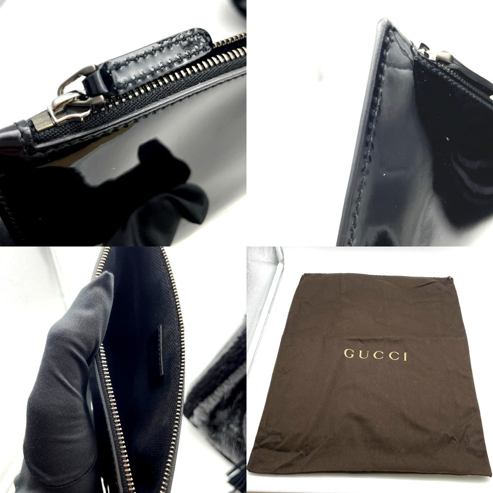 GUCCI グッチ ショルダーバッグ ムートン×パテントレザー 裏地ムートン ブラック ブラックチェーン ソーホー ポーチ付き 308982