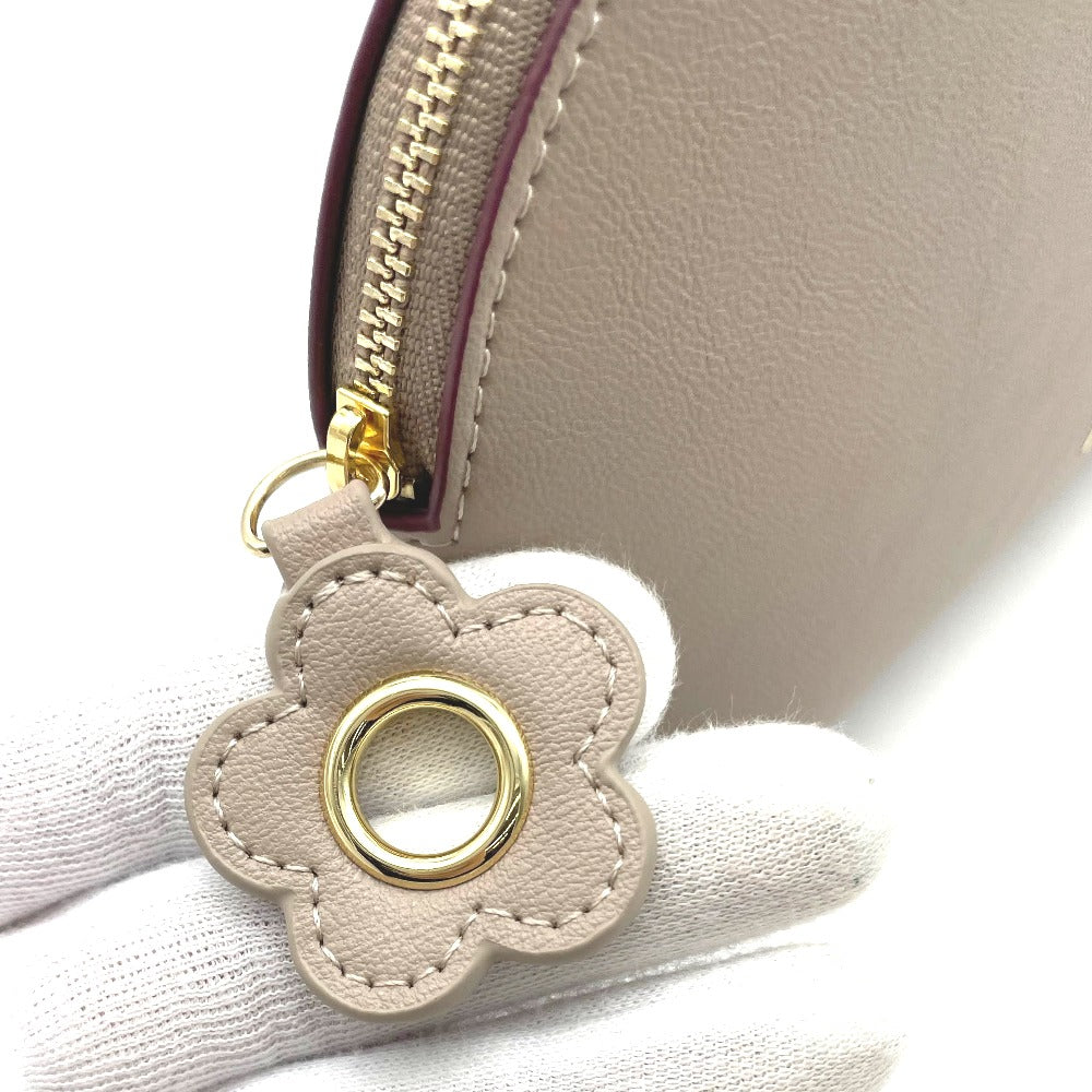 MARY QUANT マリークヮント ポーチ マリクワ 化粧ポーチ ラウンドファスナー フェイクレザー ラウンドポーチ ピンク ベージュ レディース