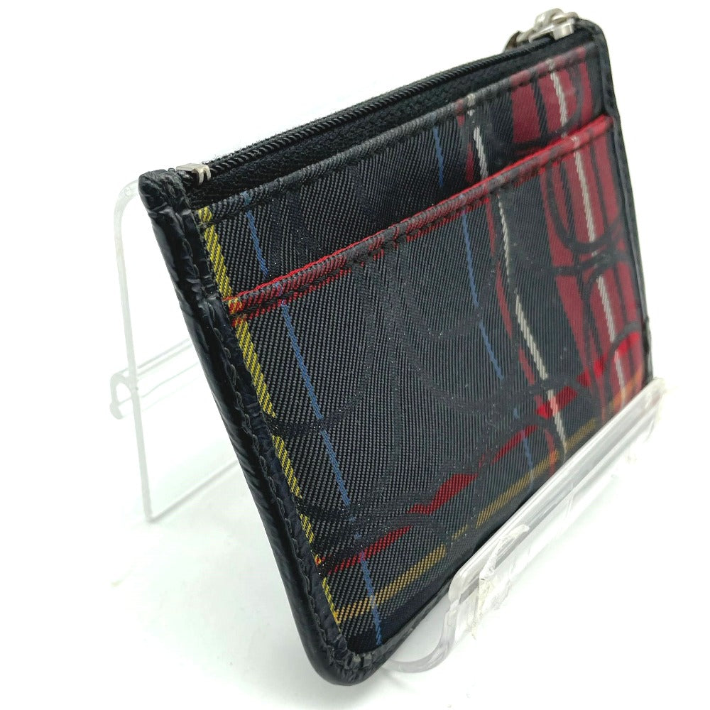 COACH コーチ キーケース 小銭入れ チェック柄 シグネチャー ナイロン素材 ブラック レッド