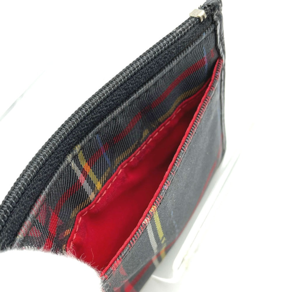 COACH コーチ キーケース 小銭入れ チェック柄 シグネチャー ナイロン素材 ブラック レッド