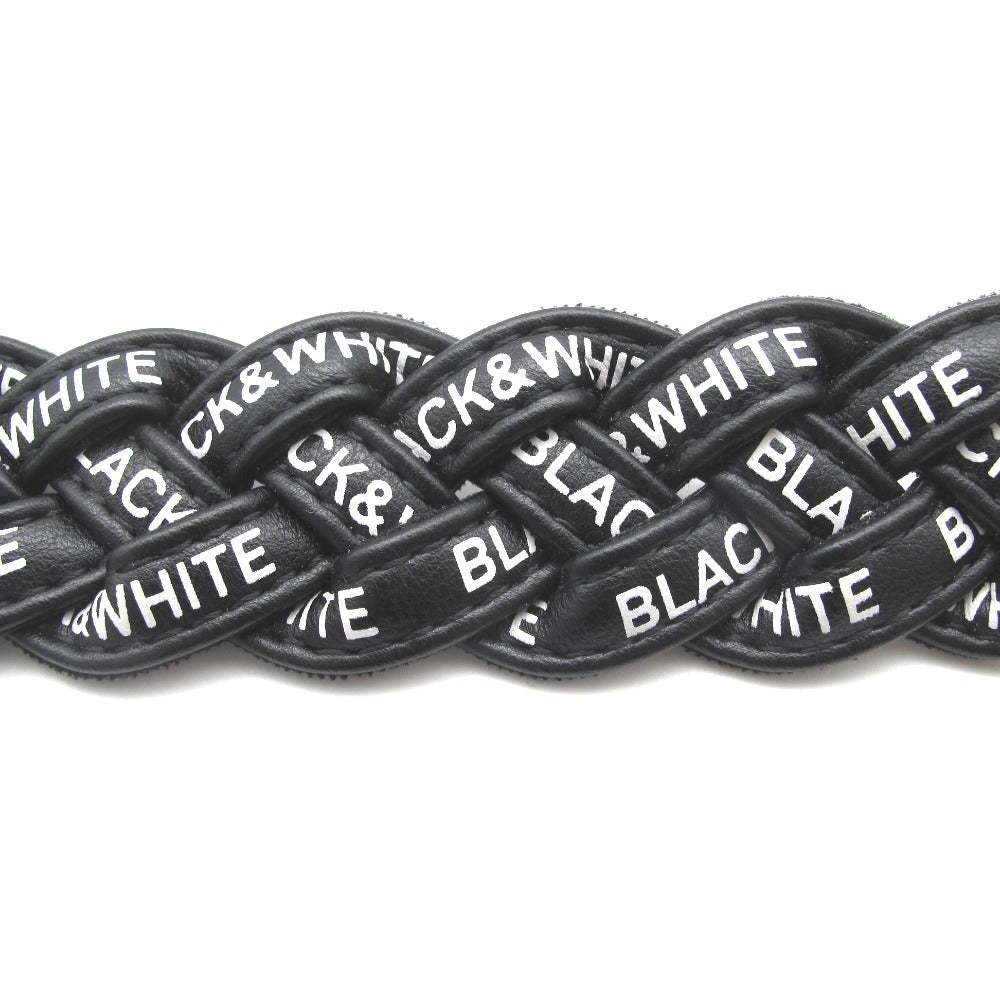 Black&White ブラックアンドホワイト ベルト 編み込み メッシュ レザー ロゴ ゴルフ ゴルフウェア ゴルフベルト アクセント カジュアル メンズ ブラック ホワイト 長さ107cm