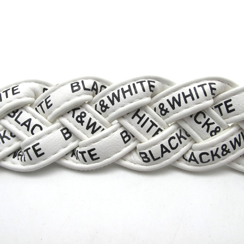 Black&White ブラックアンドホワイト ベルト 編み込み メッシュ レザー ロゴ ゴルフ ゴルフウェア ゴルフベルト アクセント カジュアル メンズ ブラック ホワイト 長さ107cm
