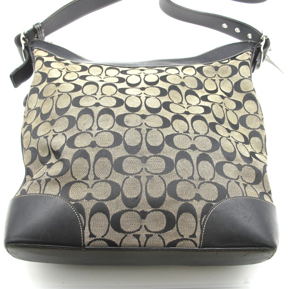 COACH コーチ ショルダーバッグ ナイロン レザー ブラック シグネチャー レディース 6345