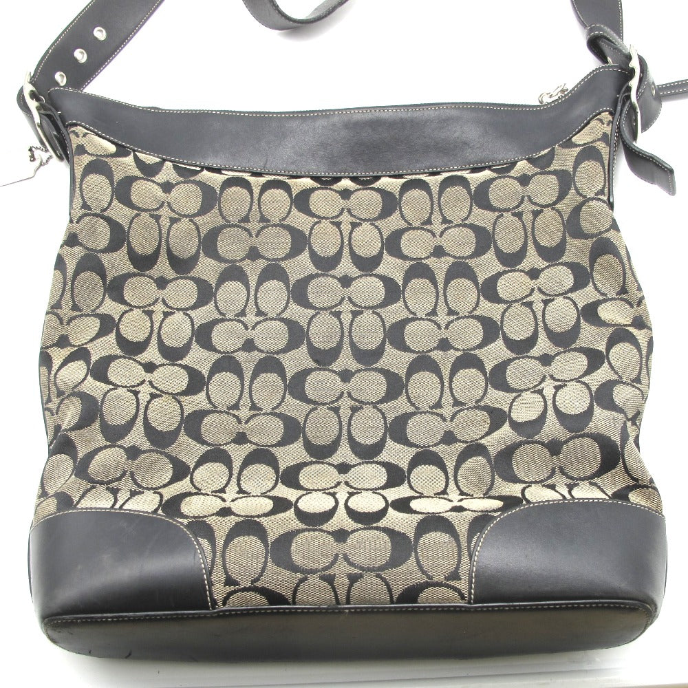 COACH コーチ ショルダーバッグ ナイロン レザー ブラック シグネチャー レディース 6345