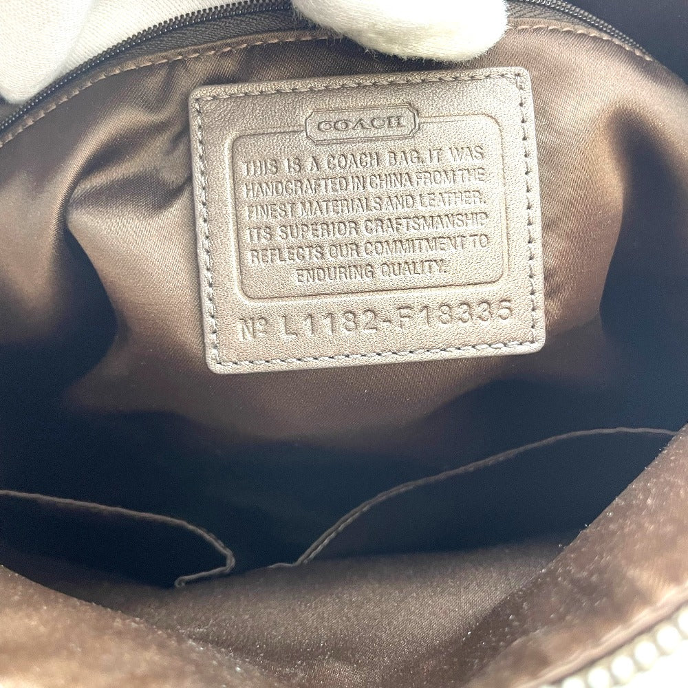 COACH コーチ トートバッグ ショルダーバッグ シグネチャー チャーム付き キャンバス レザー ベージュ ブラウン レディース F18335
