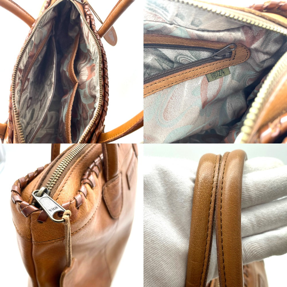 IBIZA イビサ ハンドバッグ アオヤマイビサ AOYAMA IBIZA レザー ブラウン キャメル 編み込み 内側総柄 レディース