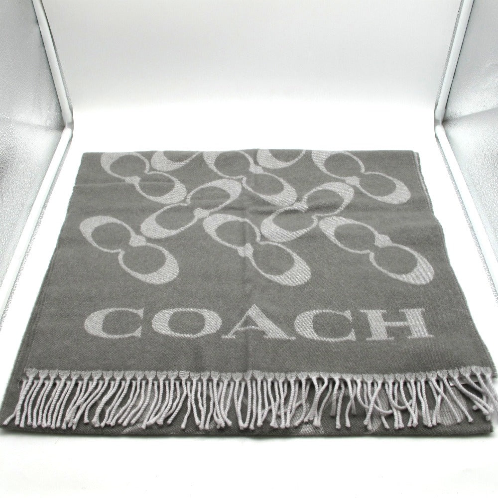 COACH コーチ マフラー シグネチャー ロゴ オーバーサイズ 大判 ウール カシミヤ カシミヤタッチ カシミヤブレンド グレー マフラー 193×48 レディース CB684