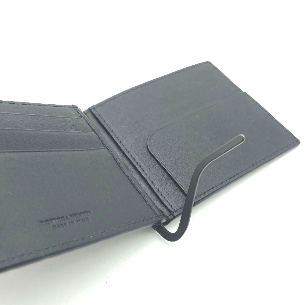 BOTTEGA VENETA ボッテガヴェネタ 二つ折り財布 イントレチャート マネークリップ 2つ折り 本革 レザー メンズ ブラック 札ばさみ