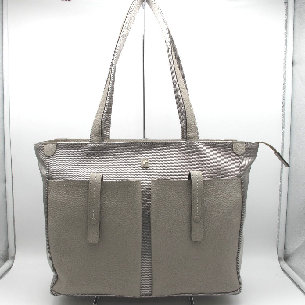 PELLE BORSA ペレボルサ トートバッグ ショルダーバッグ レネットコンビ Reinette Combi ナイロン 本革 肩がけ 軽量 A4サイズ収納 グレージュ レディース 4767