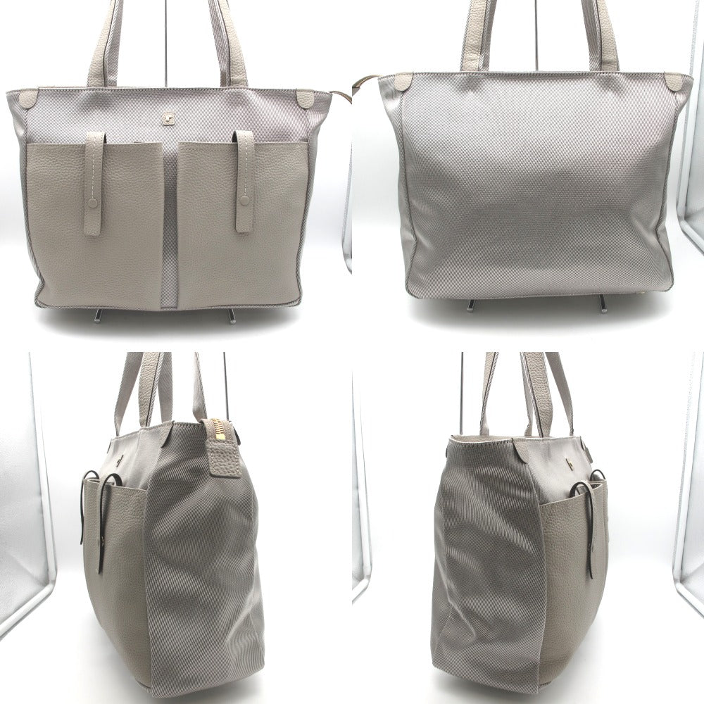 PELLE BORSA ペレボルサ トートバッグ ショルダーバッグ レネットコンビ Reinette Combi ナイロン 本革 肩がけ 軽量 A4サイズ収納 グレージュ レディース 4767
