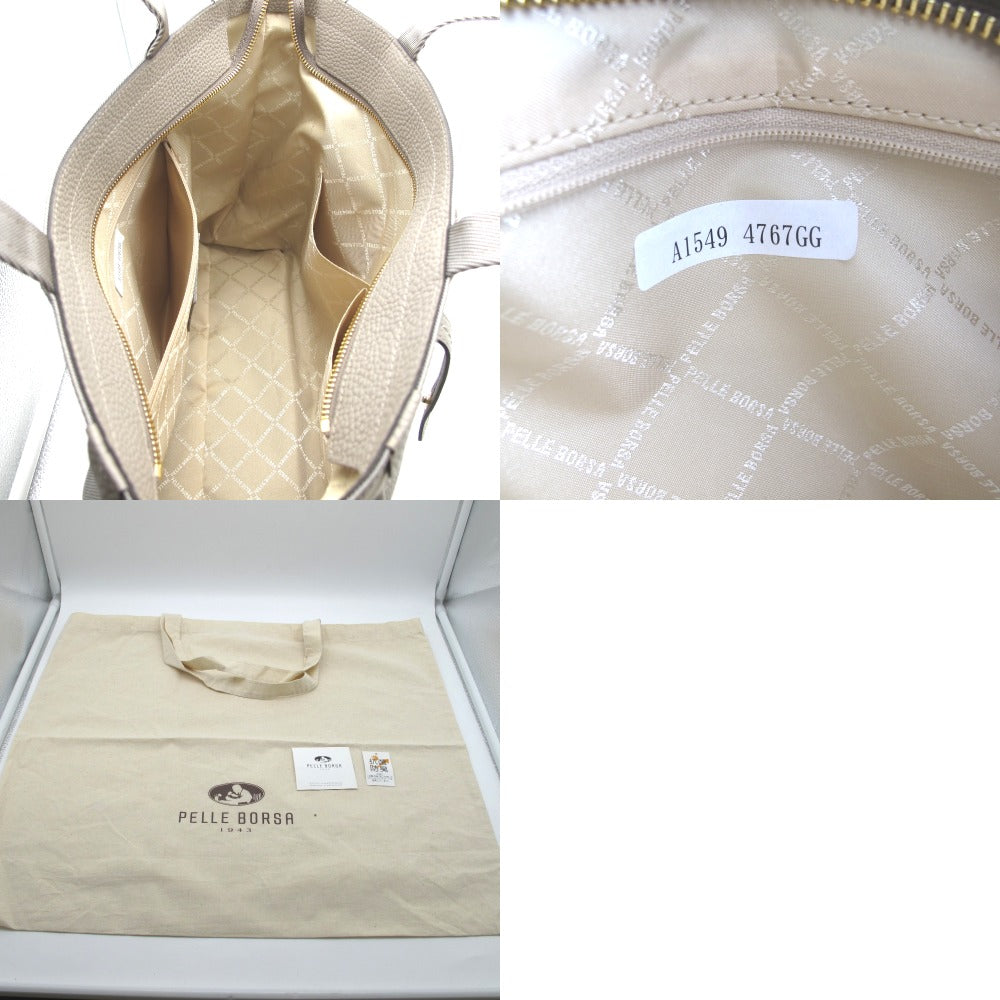 PELLE BORSA ペレボルサ トートバッグ ショルダーバッグ レネットコンビ Reinette Combi ナイロン 本革 肩がけ 軽量 A4サイズ収納 グレージュ レディース 4767