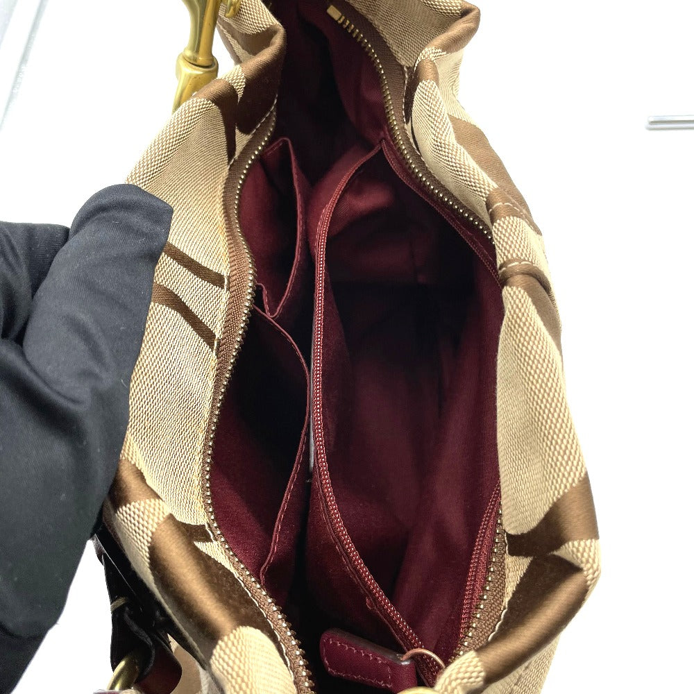 COACH コーチ ハンドバッグ ナイロン レザー ベージュ レッド シグネチャー レディース 10619