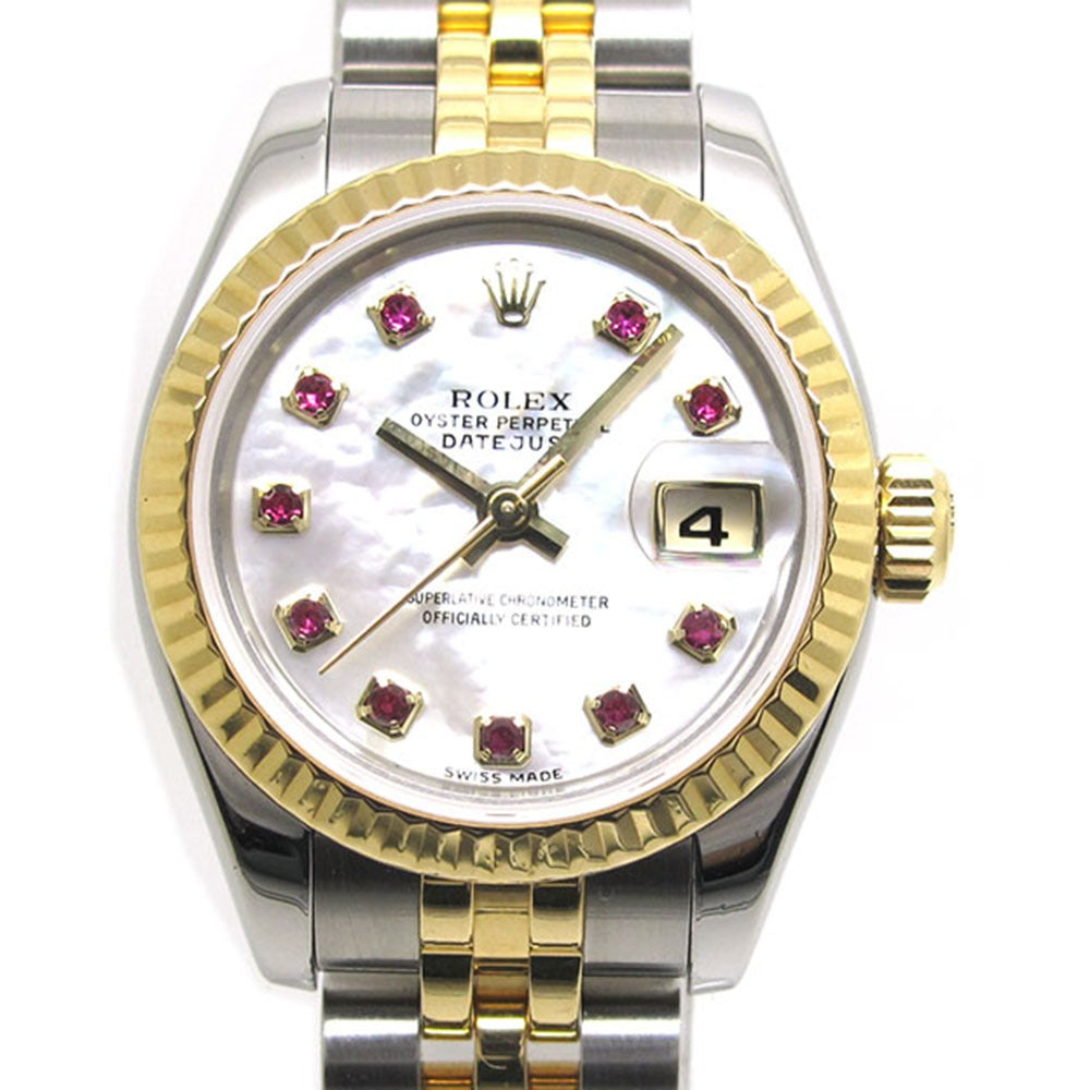 ROLEX ロレックス 腕時計 デイトジャスト 26 Ref.179173NGR D番 ホワイトシェル ルビー 自動巻き