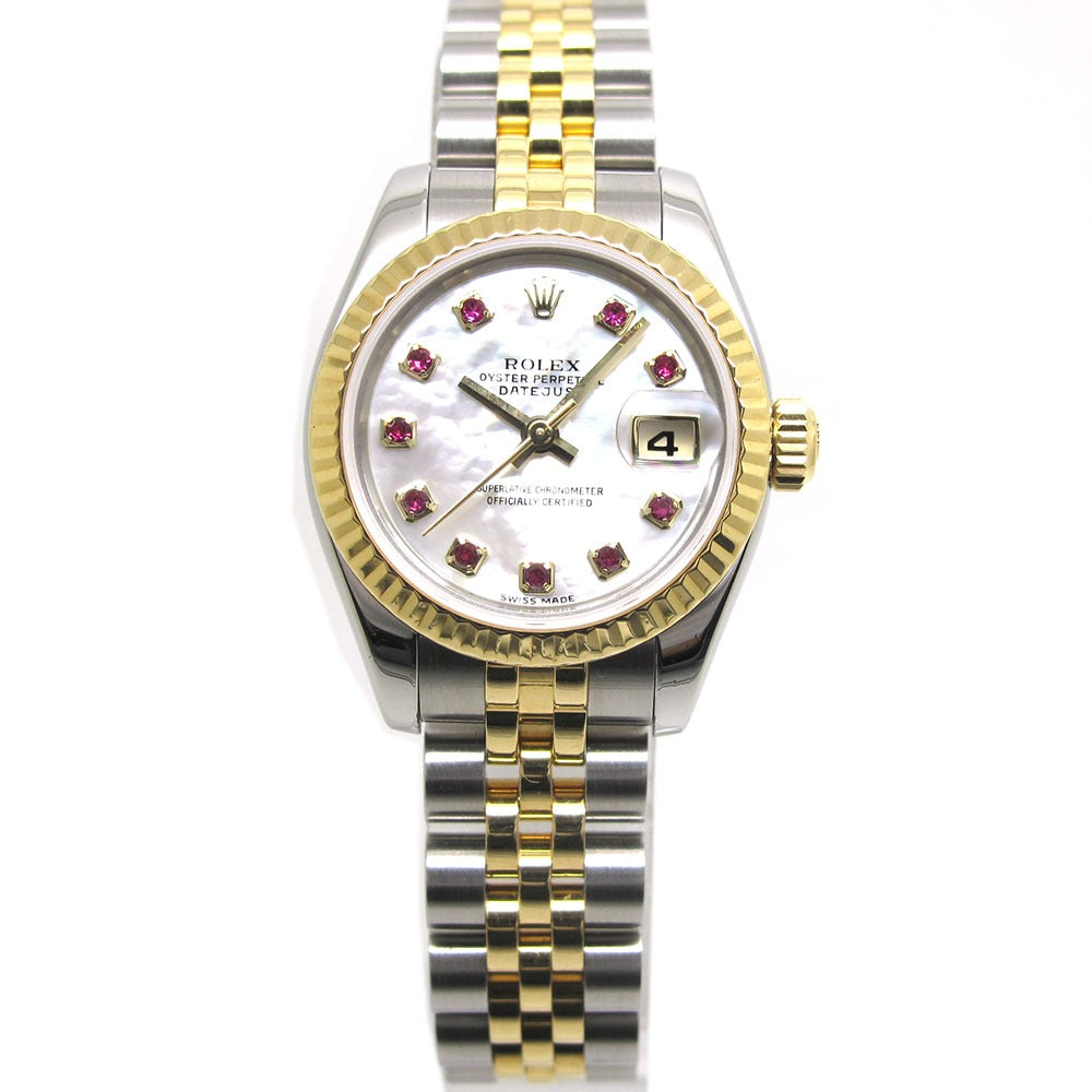ROLEX ロレックス 腕時計 デイトジャスト 26 Ref.179173NGR D番 ホワイトシェル ルビー 自動巻き