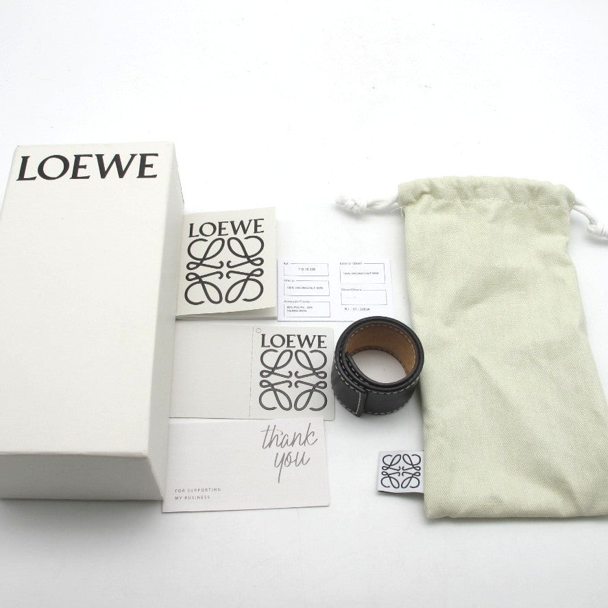 LOEWE ロエベ バングル レザー バングル スラップ ブレスレット スモール 牛革 カーフ ブラック 正面ロゴ リストバンド メンズ レディース 119.19.336