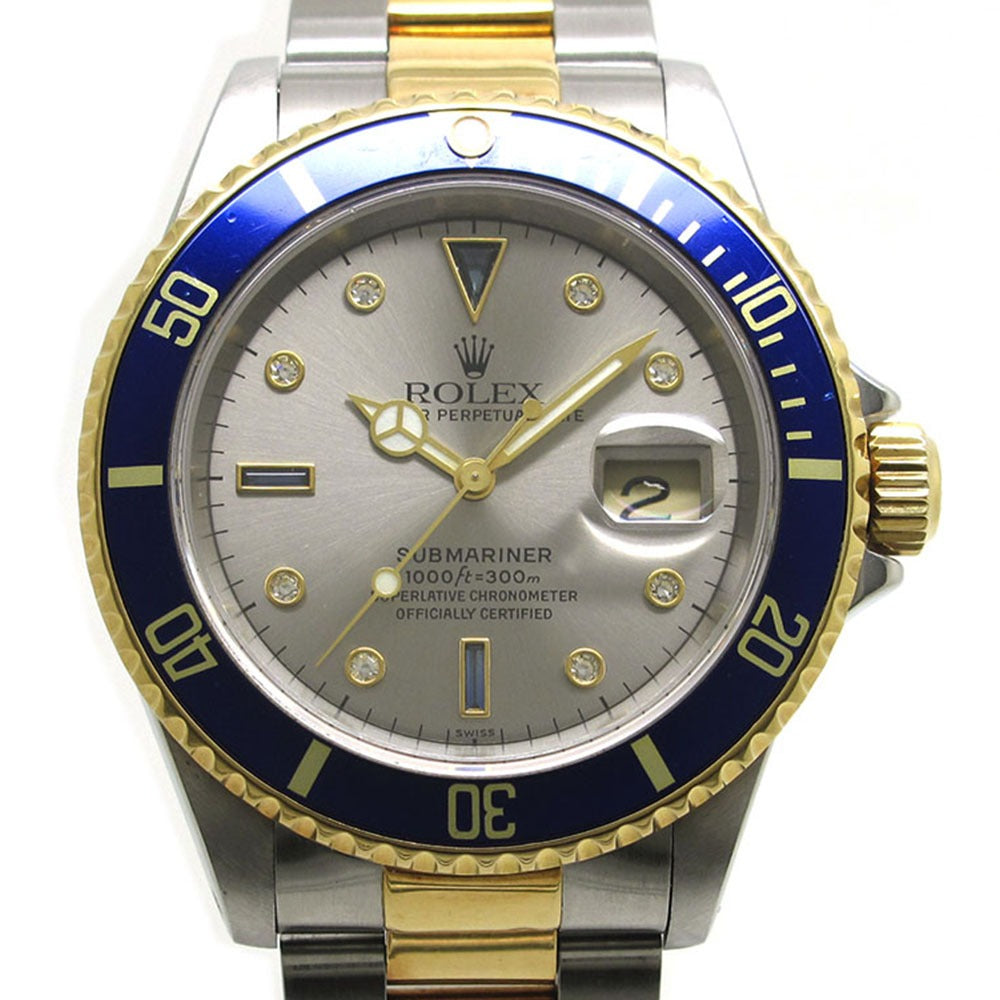 ROLEX ロレックス 腕時計 サブマリーナ デイト Ref.16613SG U番 グレー 8Pダイヤ3Pサファイア 自動巻き