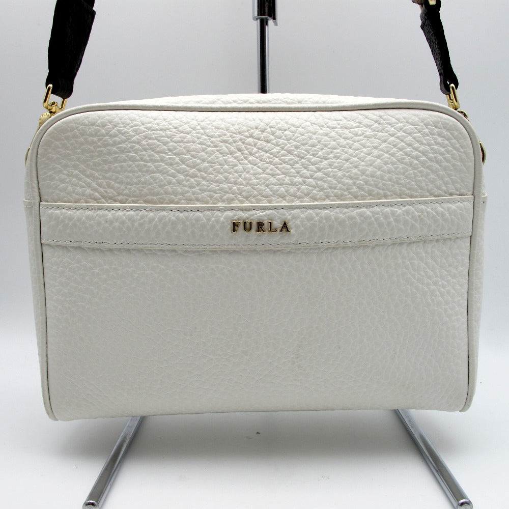 Furla フルラ ショルダーバッグ クロスボディ ホワイト レザー 正面ロゴ ショルダー外し可 レディース
