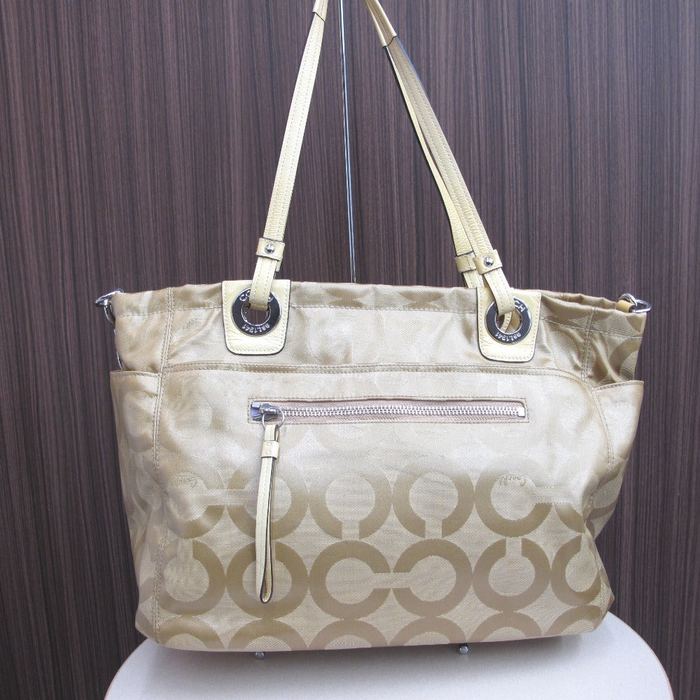 COACH コーチ ショルダーバッグ マザーズバッグ トートバッグ モノグラム イエロー ベージュ ナイロン レディース