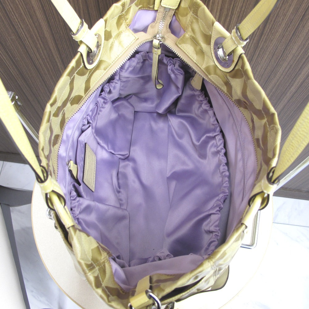 COACH コーチ ショルダーバッグ マザーズバッグ トートバッグ モノグラム イエロー ベージュ ナイロン レディース