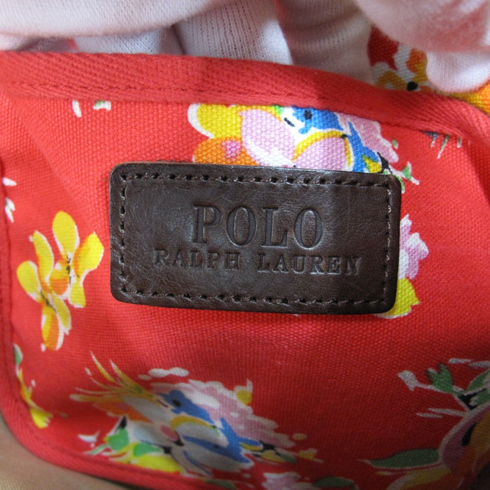 POLO RALPH LAUREN ポロ・ラルフローレン トートバッグ マルチカラー 花柄 チャック付き 内側ベージュ レディース