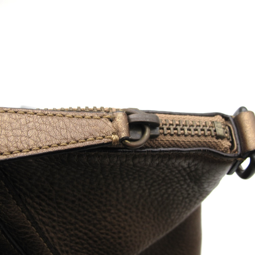 COACH コーチ トートバッグ 正面ロゴ レザーブラウンゴールド レディース 14334