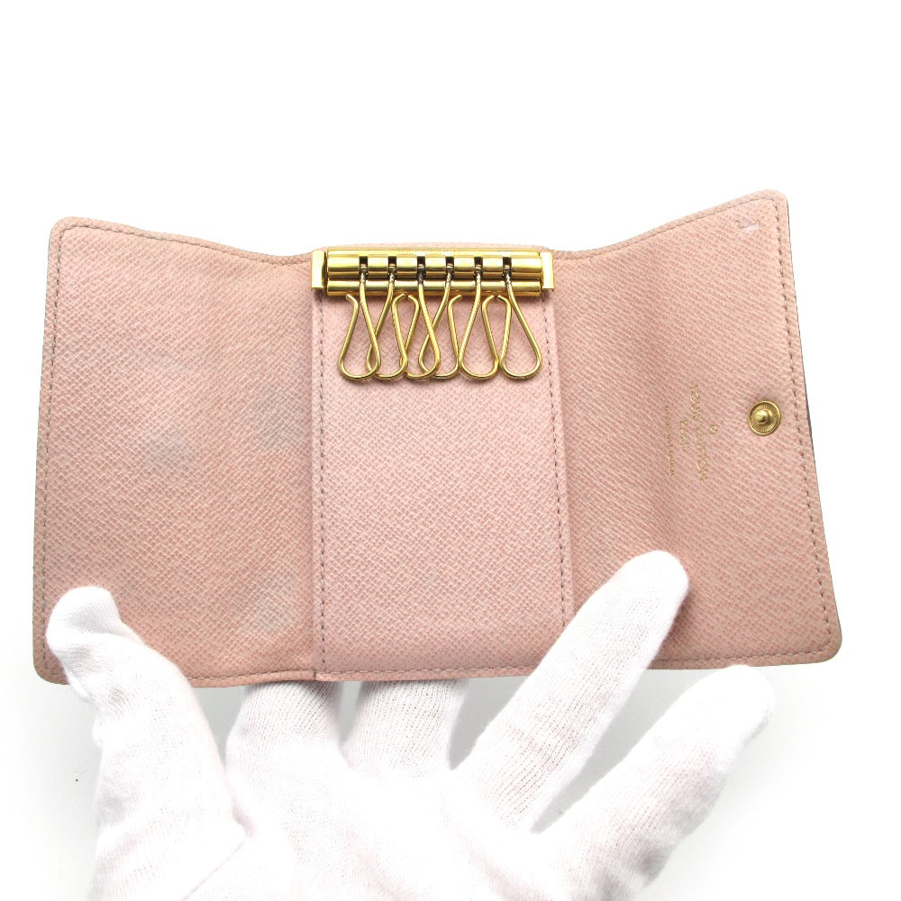 LOUIS VUITTON ルイ・ヴィトン キーケース ミュルティクレ6 ローズバレリーヌ 6連 イニシャル入り PVC レザー ブラウン ピンク モノグラム M61285