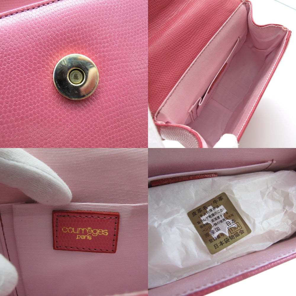 courreges クレージュ ハンドバッグ ロゴボタン レザー ミニバッグ ピンク 牛革 レディース 美品