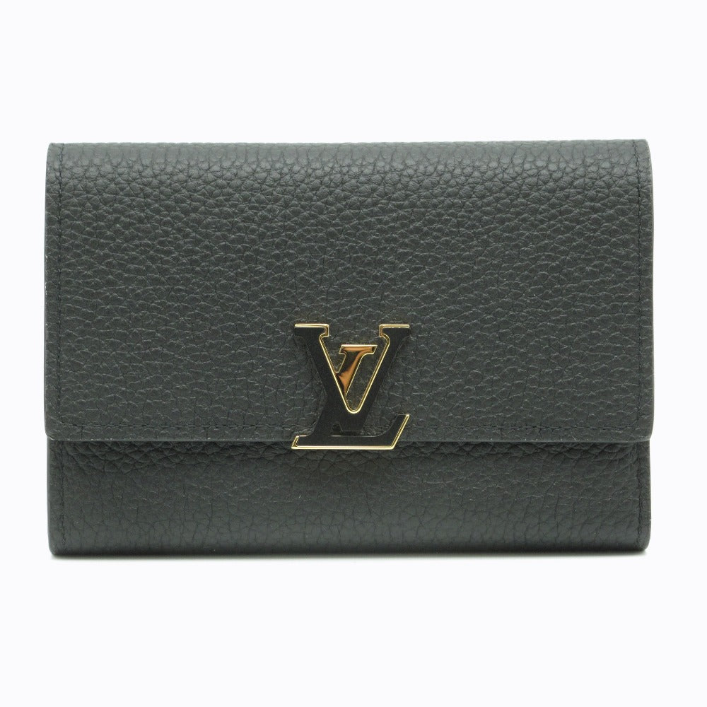 LOUIS VUITTON ルイ・ヴィトン 三つ折り財布 ポルトフォイユ カプシーヌ コンパクト トリヨンレザー レオパード柄 ノワール ウォレット M80795 未使用品