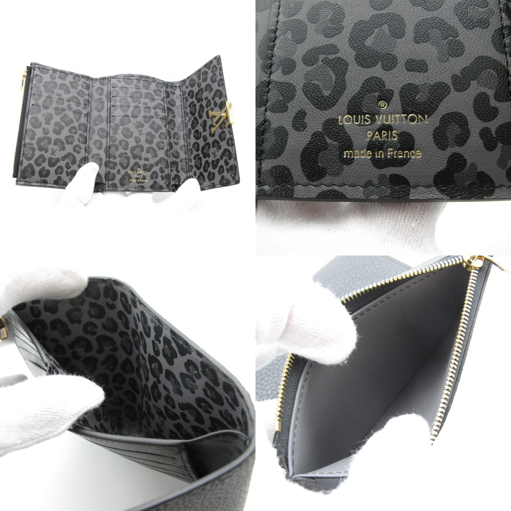 LOUIS VUITTON ルイ・ヴィトン 三つ折り財布 ポルトフォイユ カプシーヌ コンパクト トリヨンレザー レオパード柄 ノワール ウォレット M80795 未使用品