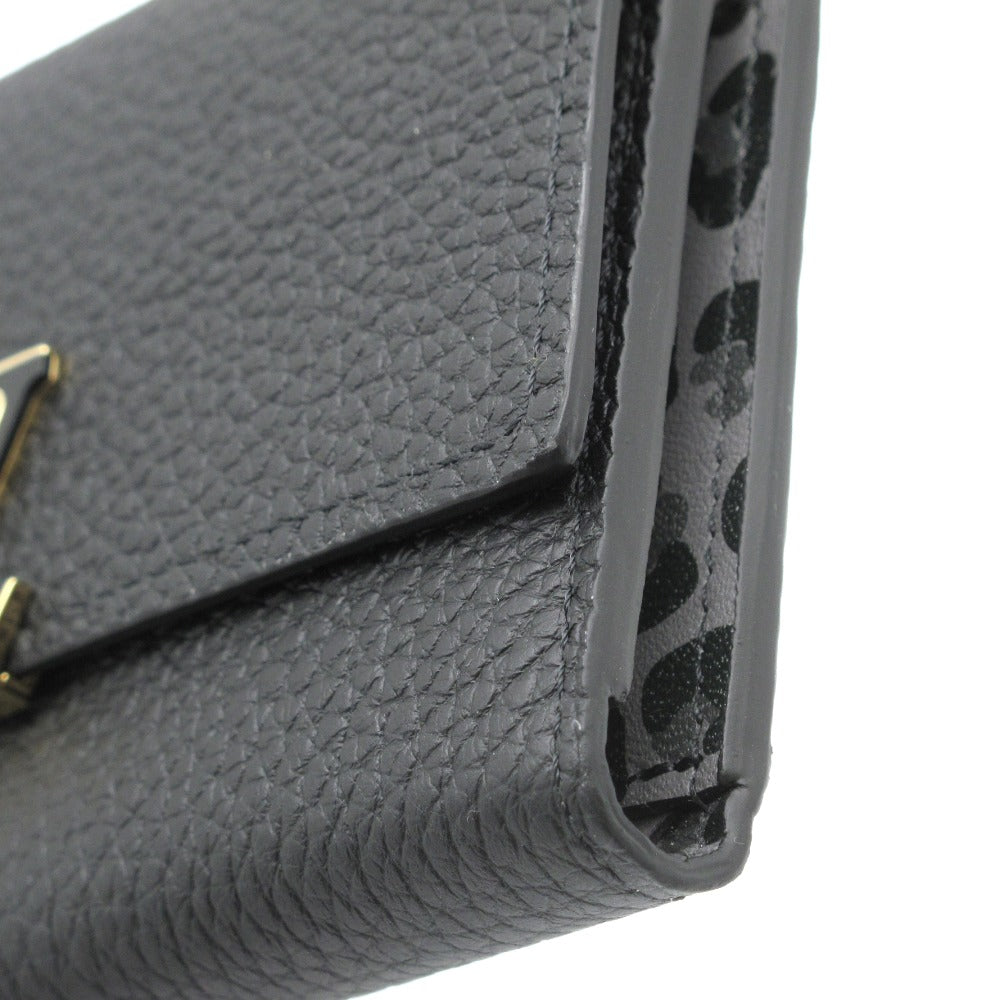 LOUIS VUITTON ルイ・ヴィトン 三つ折り財布 ポルトフォイユ カプシーヌ コンパクト トリヨンレザー レオパード柄 ノワール ウォレット M80795 未使用品