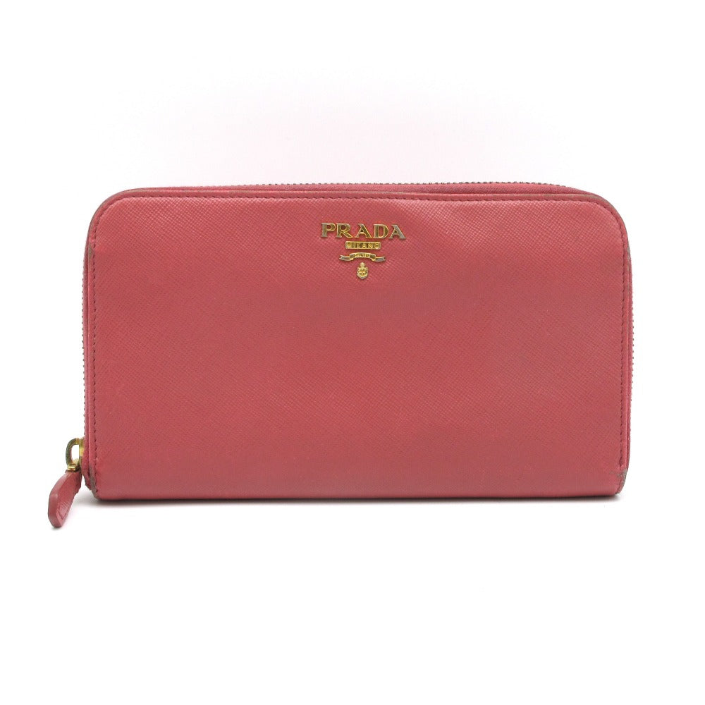 PRADA プラダ 長財布 サフィアーノ ラウンドファスナー ジッピー ウォレット レザー ピンク