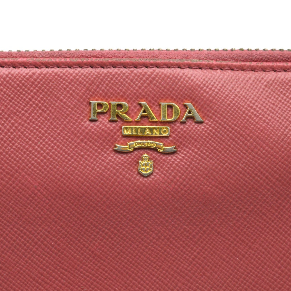 PRADA プラダ 長財布 サフィアーノ ラウンドファスナー ジッピー ウォレット レザー ピンク