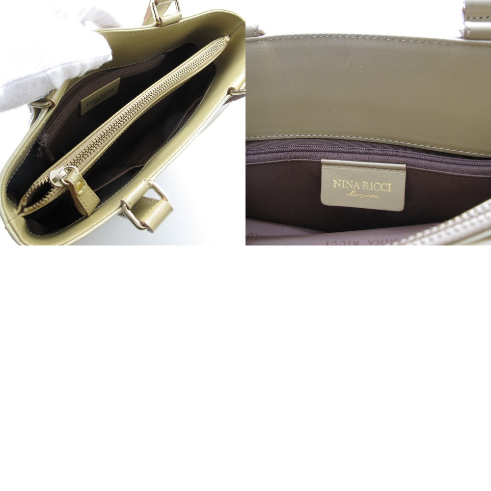 NINA RICCI ニナリッチ トートバッグ ショルダーバッグ ロゴ プレート ベージュ レディース 美品