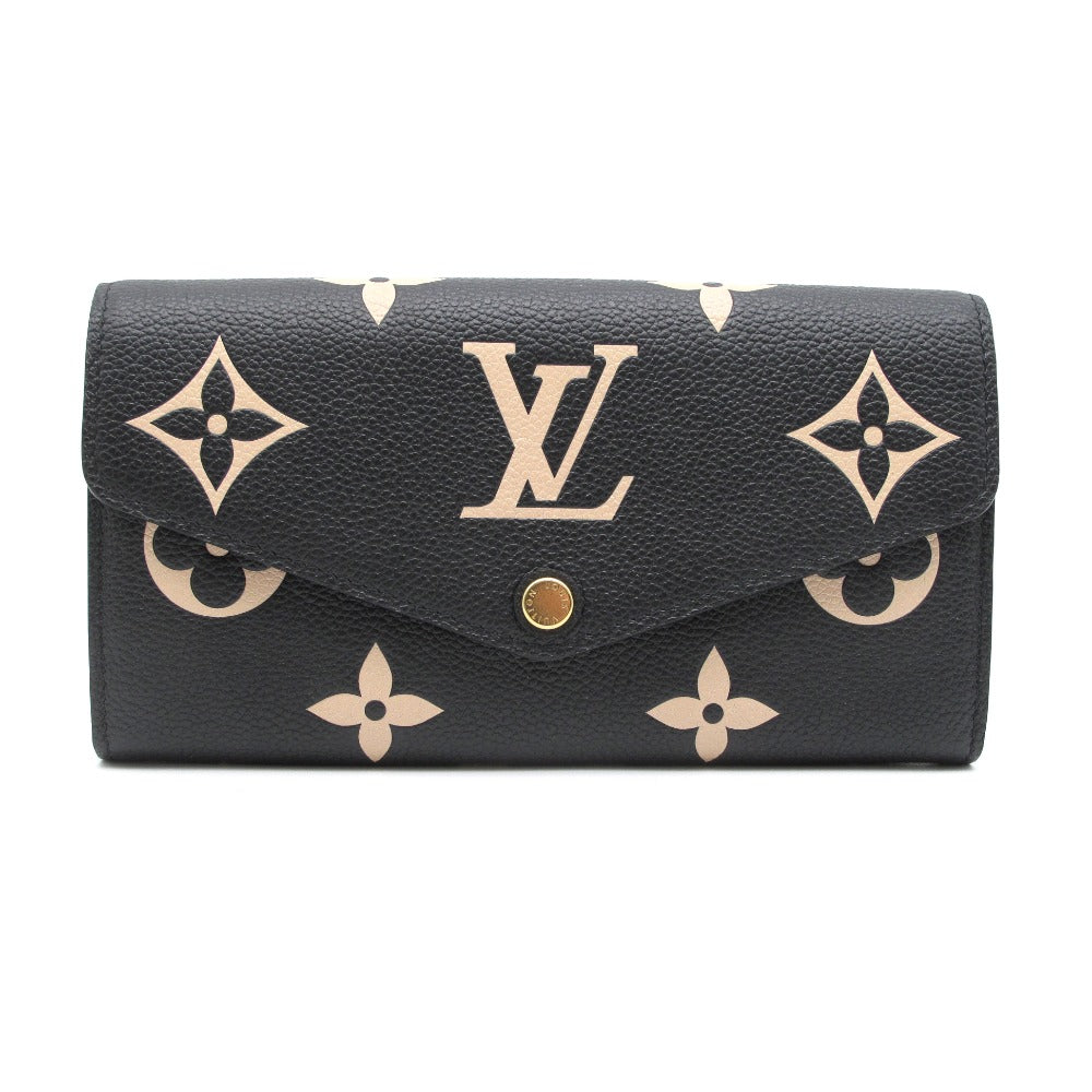 LOUIS VUITTON ルイ・ヴィトン 長財布 ポルトフォイユ サラ バイカラー モノグラム アンプラント ブラック ベージュ レザー 箱付き M80496 美品