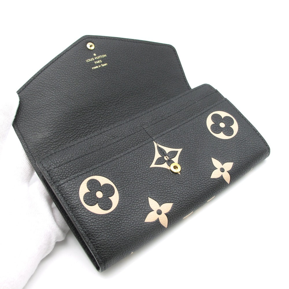 LOUIS VUITTON ルイ・ヴィトン 長財布 ポルトフォイユ サラ バイカラー モノグラム アンプラント ブラック ベージュ レザー 箱付き M80496 美品