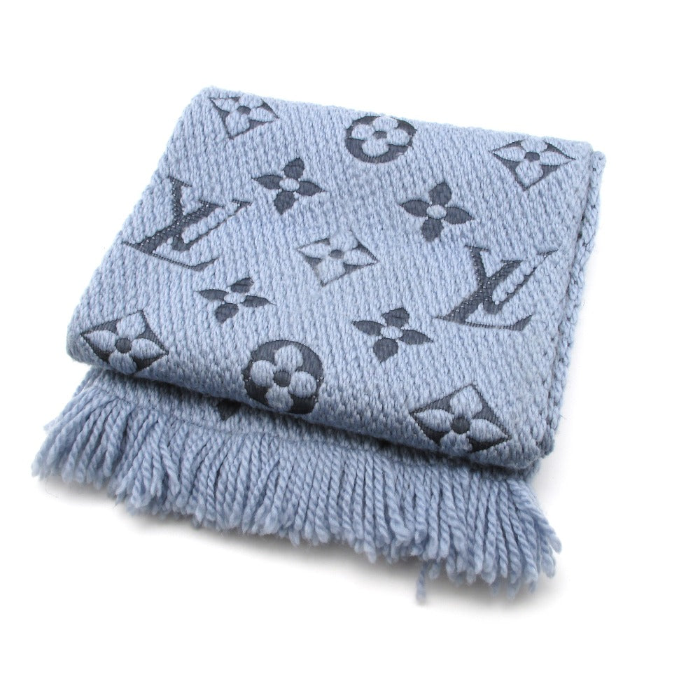 LOUIS VUITTON ルイ・ヴィトン マフラー エシャルプ ロゴマニア ウール シルク モノグラム ブルー M75702