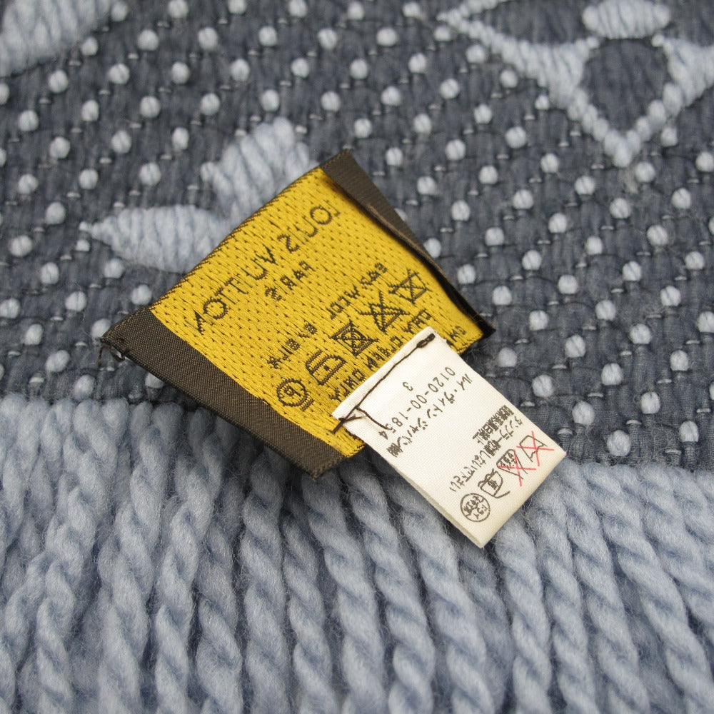 LOUIS VUITTON ルイ・ヴィトン マフラー エシャルプ ロゴマニア ウール シルク モノグラム ブルー M75702