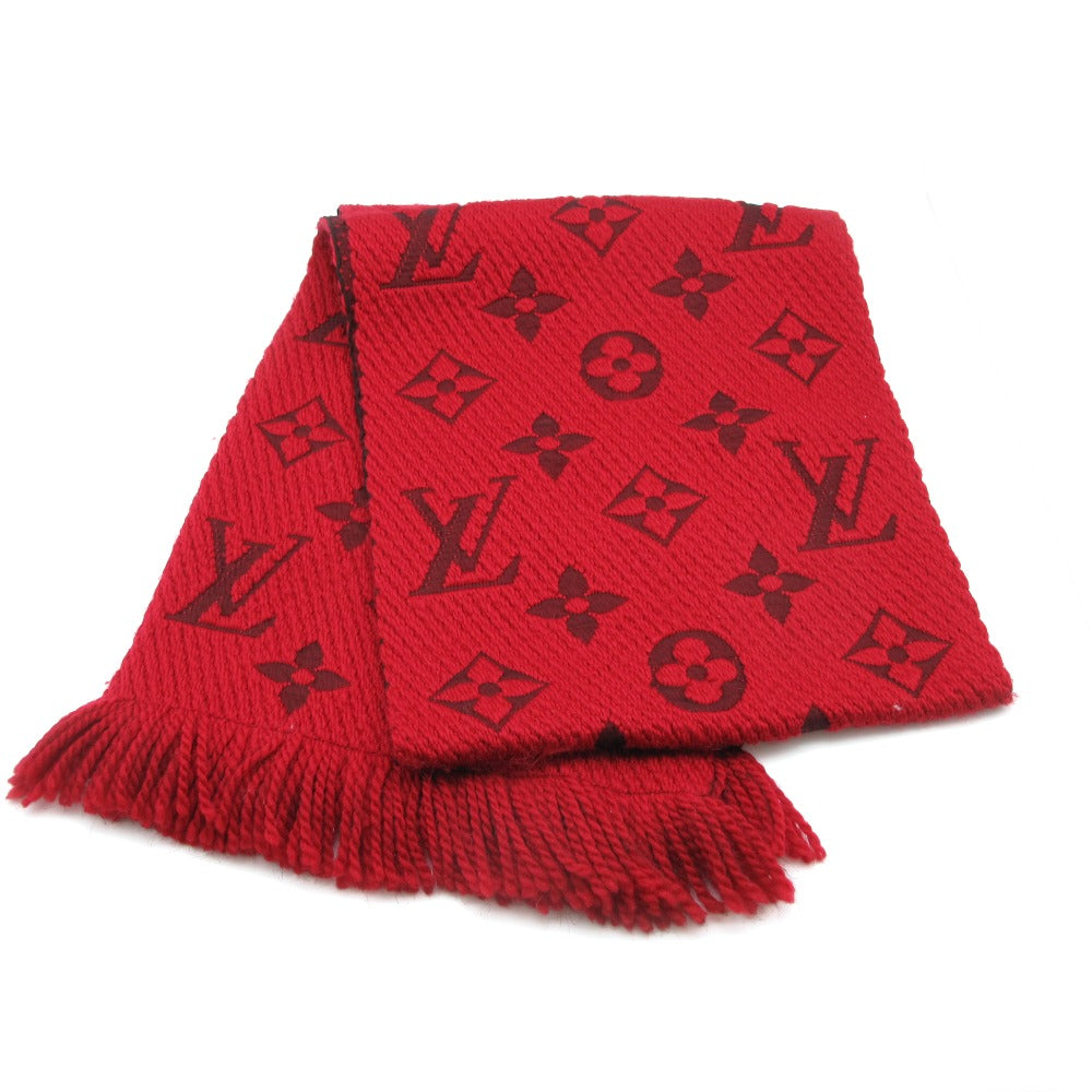 LOUIS VUITTON ルイ・ヴィトン マフラー エシャルプ ロゴマニア ルビー ウール シルク モノグラム レッド M72432 美品