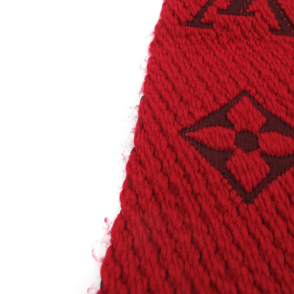 LOUIS VUITTON ルイ・ヴィトン マフラー エシャルプ ロゴマニア ルビー ウール シルク モノグラム レッド M72432 美品