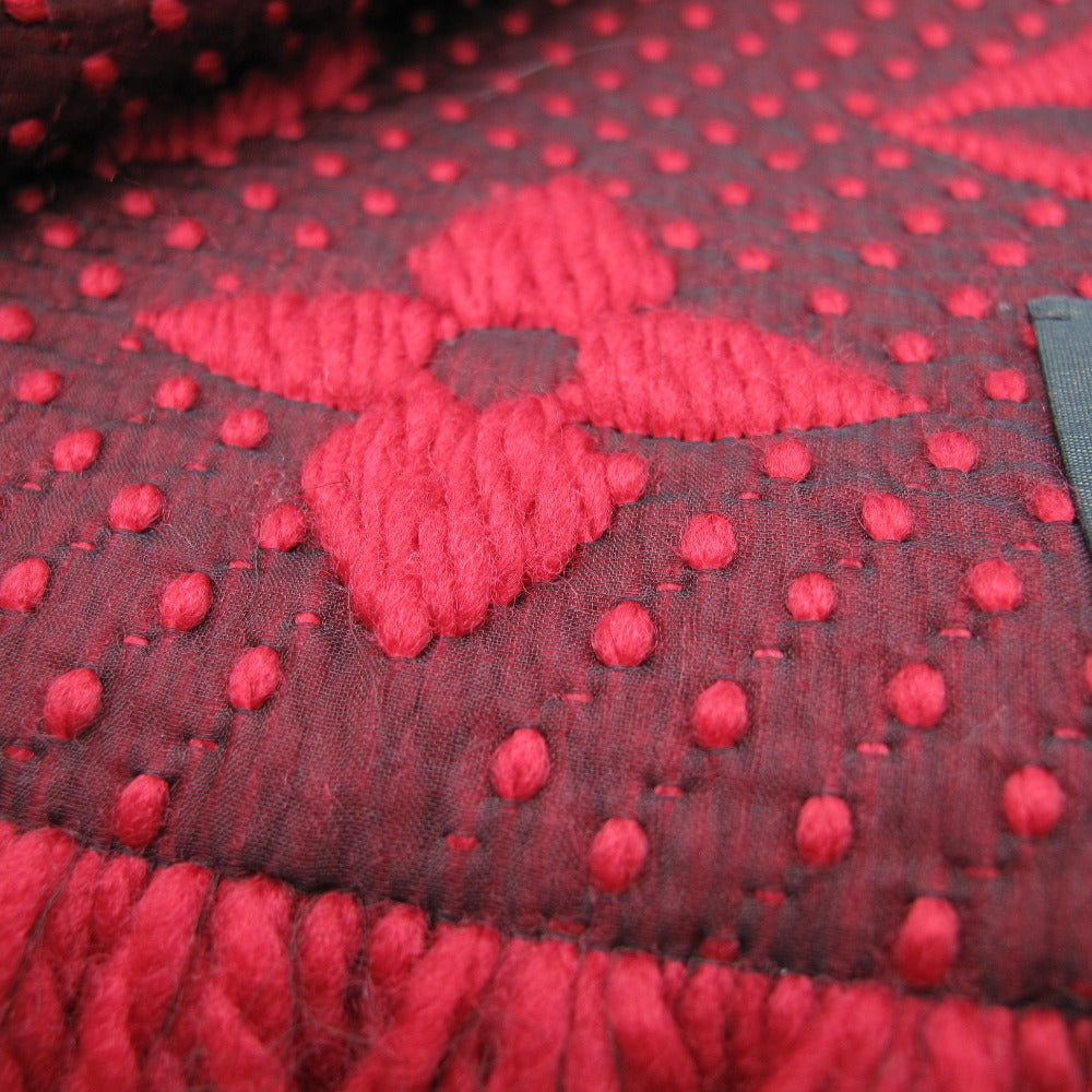 LOUIS VUITTON ルイ・ヴィトン マフラー エシャルプ ロゴマニア ルビー ウール シルク モノグラム レッド M72432 美品