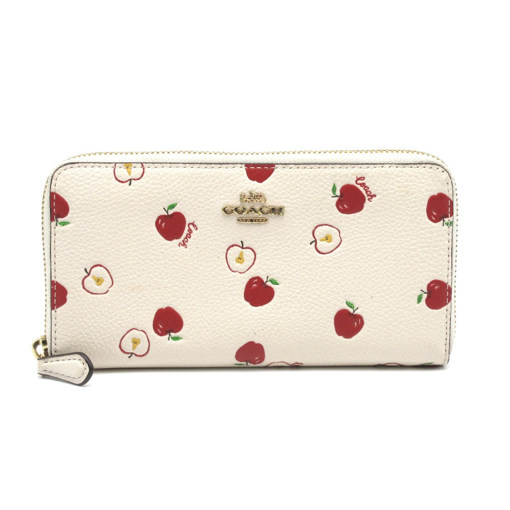 COACH コーチ 長財布 ラウンドファスナー ジッピー ウォレット りんご アップル アイボリー レディース 76546