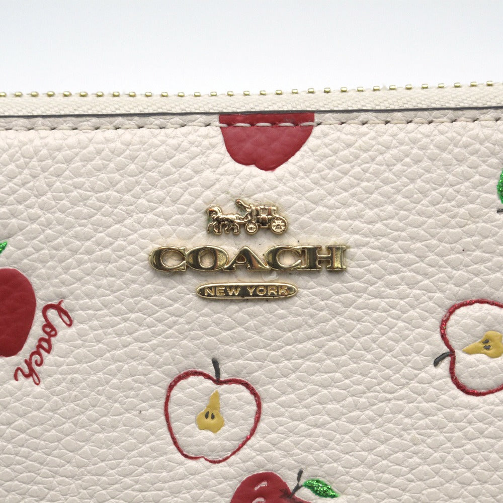 COACH コーチ 長財布 ラウンドファスナー ジッピー ウォレット りんご アップル アイボリー レディース 76546