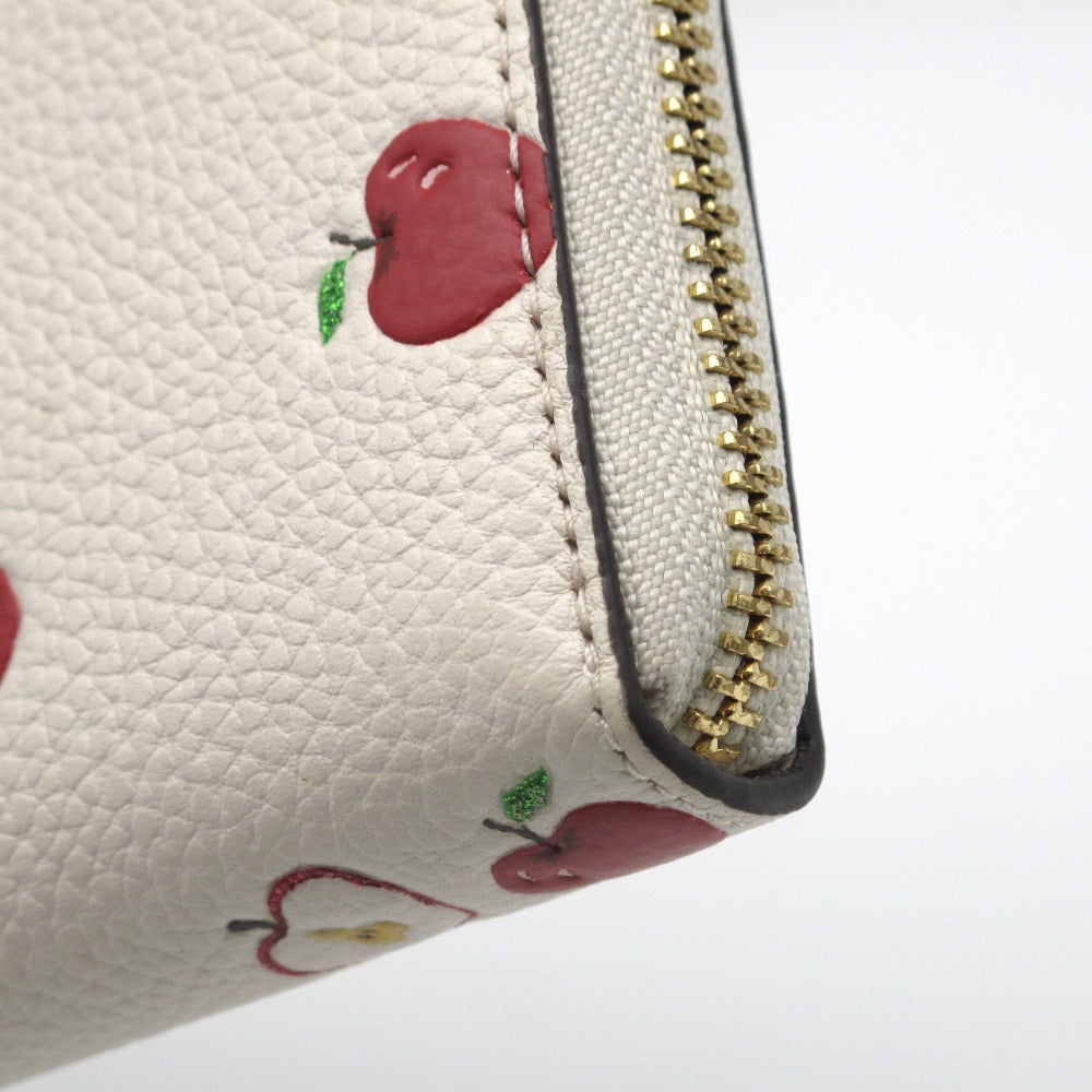 COACH コーチ 長財布 ラウンドファスナー ジッピー ウォレット りんご アップル アイボリー レディース 76546