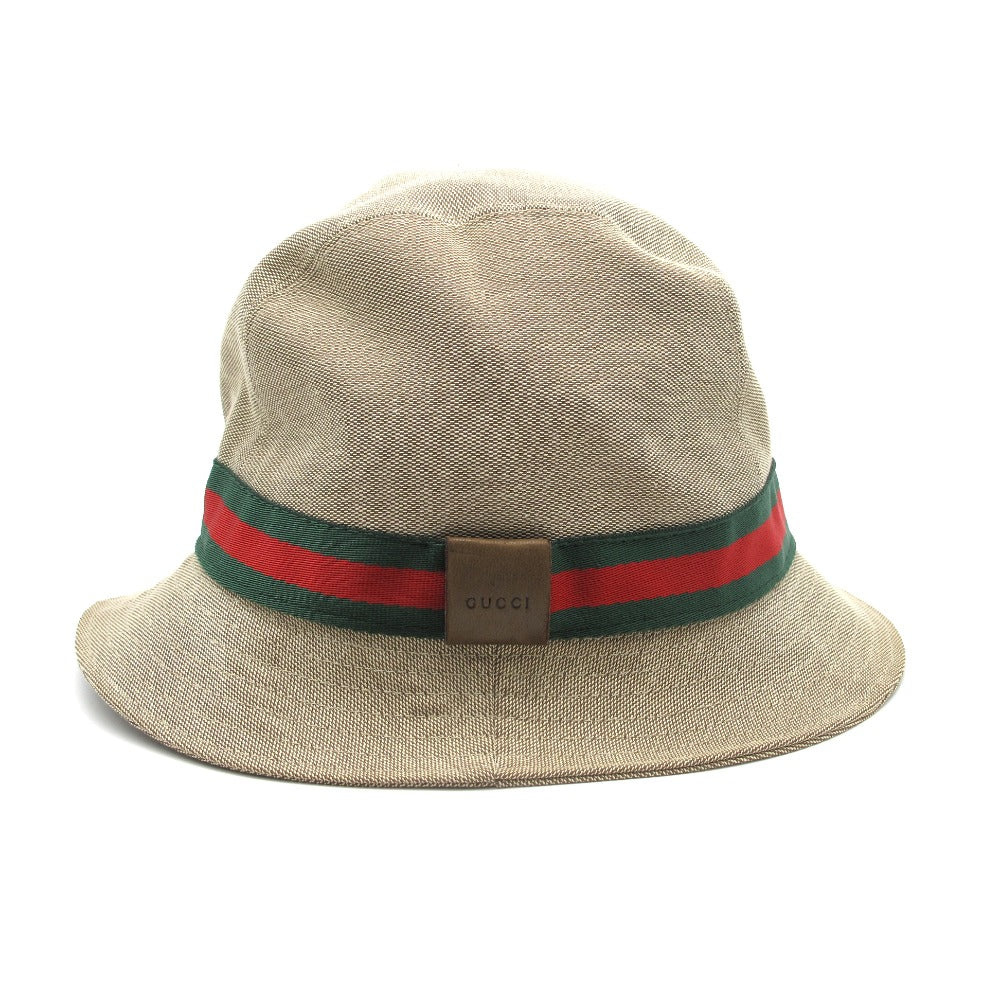 GUCCI グッチ 帽子 シェリーライン ハット キャンバス ベージュ L 男女兼用