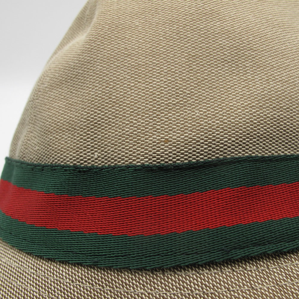 GUCCI グッチ 帽子 シェリーライン ハット キャンバス ベージュ L 男女兼用